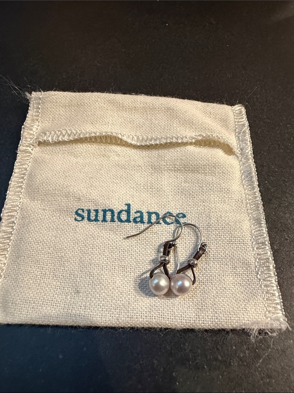 Sundance Silver Drop Earrings with Pearls - White